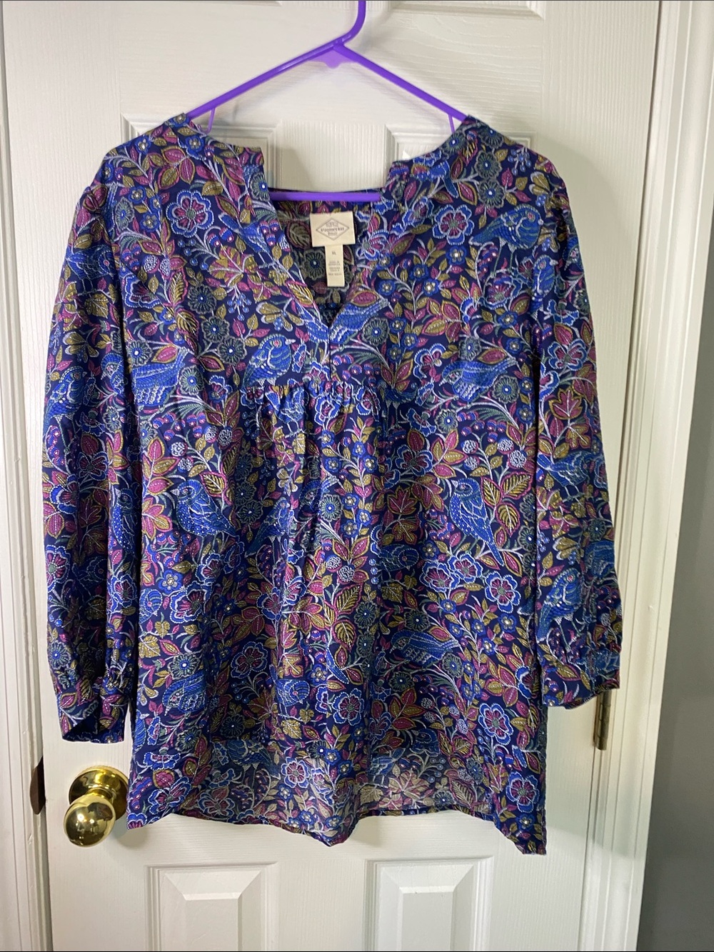 St.Johns Bay Blue Multi Floral Tunic TopSize XLarge.